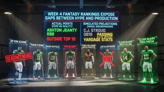 Week 4 Fantasy Rankings Expose Gaps Between Hype and Production