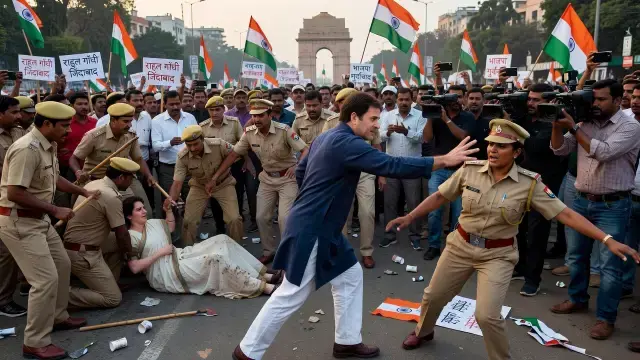 BJP Releases Video, Alleges Rahul Gandhi Pushed Woman Police Officer